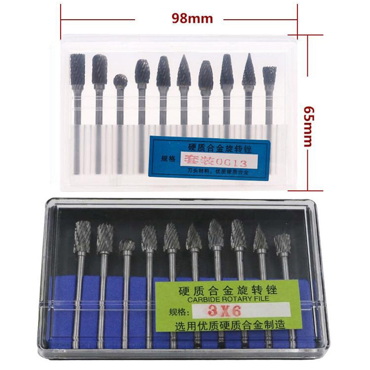 10 PCS / Set Hard Alloy Tungsten Steel Grinding Head Double Pattern Rotating Milling Cutter Head Root Carving Knife, Style: Blue Box - Abrasive Tools & Accessories by buy2fix | Online Shopping UK | buy2fix