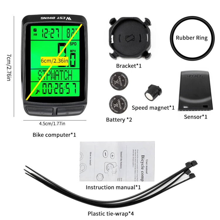 WEST BIKING 5 Languages Bicycle Waterproof Backlight Multifunction Wireless Odometer Speedometer(Black) - Speedometers by WEST BIKING | Online Shopping UK | buy2fix