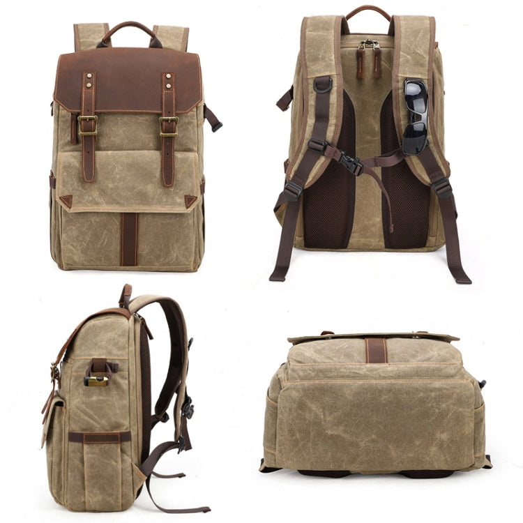 K-011 Outdoor Shoulder Digital Camera Bag Batik Canvas Waterproof Large-Capacity Photography Backpack(Army Green) - Camera Accessories by buy2fix | Online Shopping UK | buy2fix