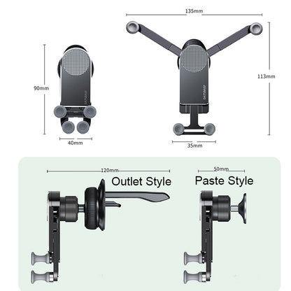 Oatsbasf Car Gravity Metal Bracket Scalable and Stable Mobile Phone Bracket Folding Screen Mobile Phone Exclusive Car Bracket(Outlet Black) - Universal Car Holders by Oatsbasf | Online Shopping UK | buy2fix