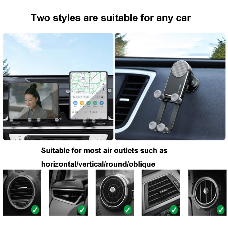 Oatsbasf Car Gravity Metal Bracket Scalable and Stable Mobile Phone Bracket Folding Screen Mobile Phone Exclusive Car Bracket(Paste Black) - In Car by Oatsbasf | Online Shopping UK | buy2fix