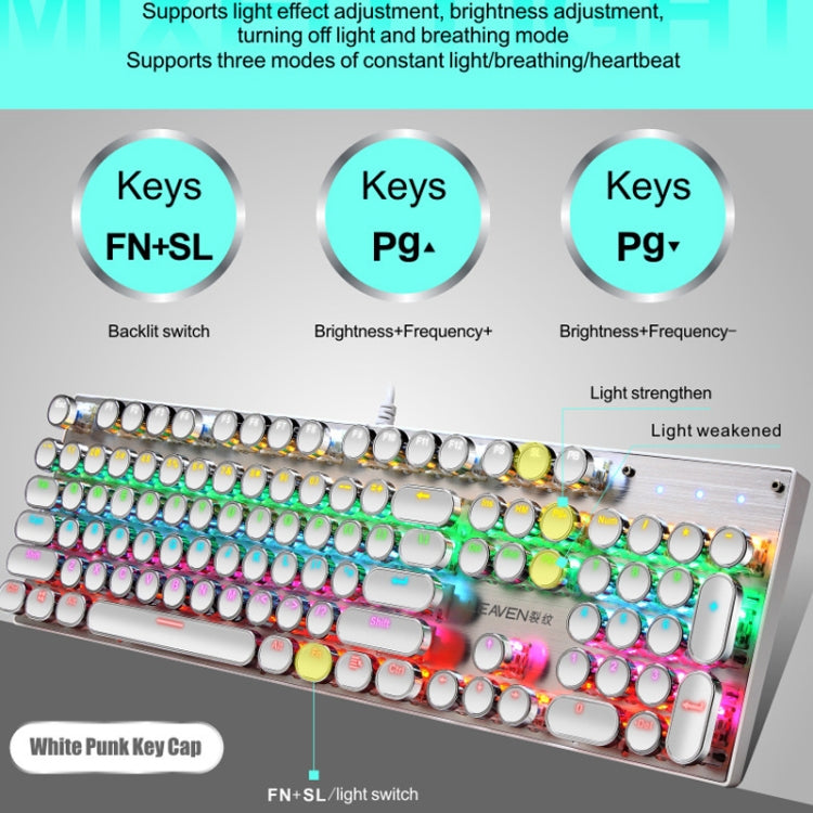 104 Keys Green Shaft RGB Luminous Keyboard Computer Game USB Wired Metal Mechanical Keyboard, Cabel Length:1.5m, Style: Double Imposition Version (Pink White) - Wired Keyboard by buy2fix | Online Shopping UK | buy2fix