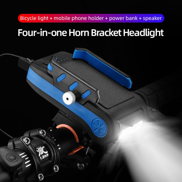 BG-2021 Bicycle Front Light 4 In 1 Mobile Phone Holder Horn Light Mountain Bike Front Light, Colour: 2400 MAH Red - Headlights by buy2fix | Online Shopping UK | buy2fix