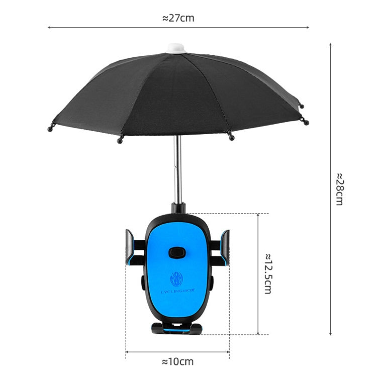 CYCLINGBOX BG-2935 Bicycle Mobile Phone Bracket With Umbrella Waterproof Navigation Electric Car Mobile Phone Frame, Style: Handlebar Installation (Blue) - Outdoor & Sports by CYCLINGBOX | Online Shopping UK | buy2fix