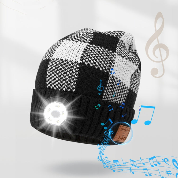 M3-BL Bluetooth LED Music Headset Hat Lady Warm Night Lighting Hat(Black White) - Smart Wear by buy2fix | Online Shopping UK | buy2fix