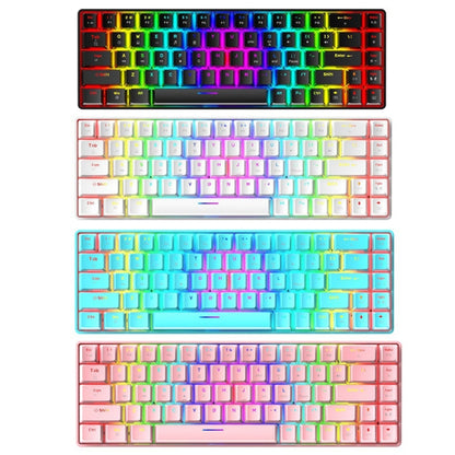 T8 68 Keys Mechanical Gaming Keyboard RGB Backlit Wired Keyboard, Cable Length:1.6m(White RGB Red Shaft) - Wired Keyboard by buy2fix | Online Shopping UK | buy2fix