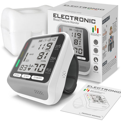 JZ-253A Automatic Electronic Sphygmomanometer Smart Wrist Type Indicator Blood Pressure Meter, Shape: Voice Broadcast(Silver White) - Sphygmomanometer by buy2fix | Online Shopping UK | buy2fix