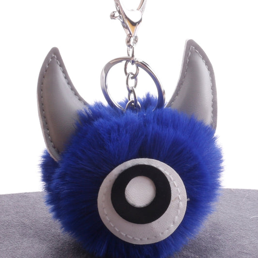 3 PCS Cartoon Croissant Hair Ball Keychain Pendant Bag Car Pendant(Royal Blue) - Key Rings by buy2fix | Online Shopping UK | buy2fix