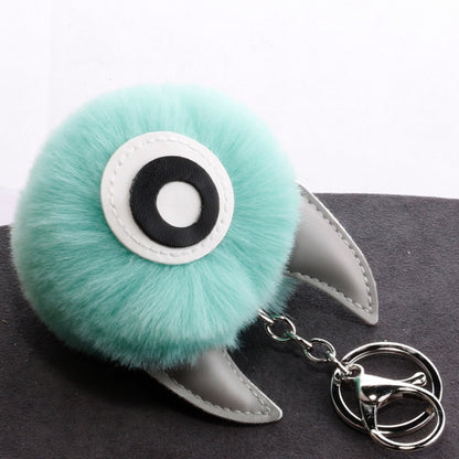 3 PCS Cartoon Croissant Hair Ball Keychain Pendant Bag Car Pendant(Purple) - Key Rings by buy2fix | Online Shopping UK | buy2fix