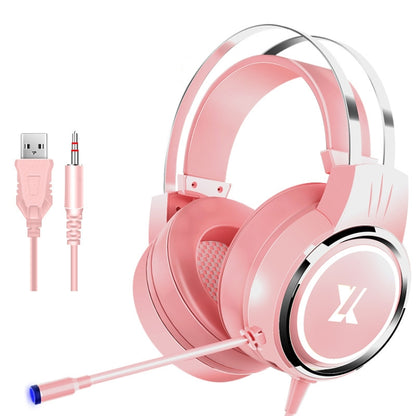 Heir Audio Head-Mounted Gaming Wired Headset With Microphone, Colour: X8 Mobile / Notebook Upgrade (Pink) - Multimedia Headset by Heir Audio | Online Shopping UK | buy2fix