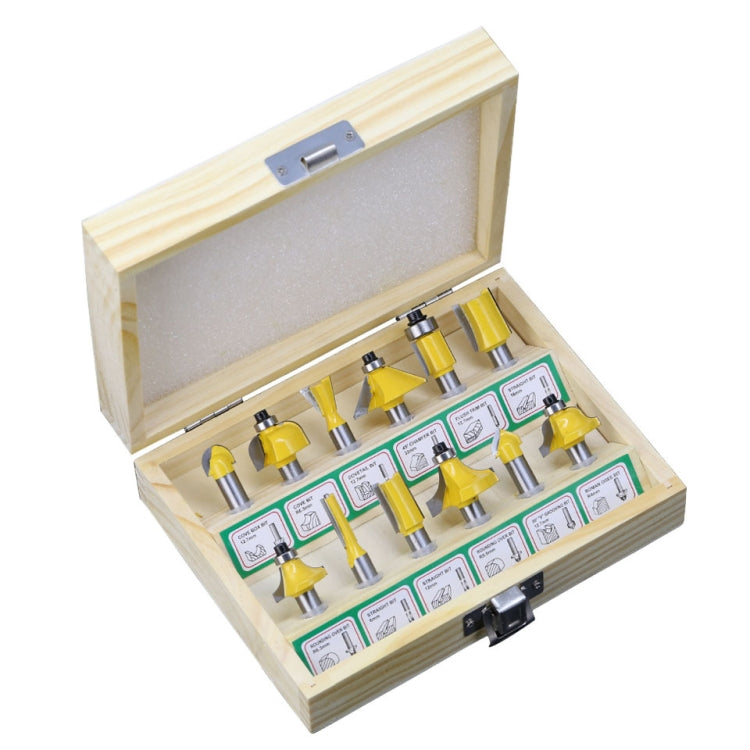 12 PCS / Set Woodworking Engraving Machine Trimmer Cutting Tool, Model: 8 Handle With Wooden Box - Others by buy2fix | Online Shopping UK | buy2fix