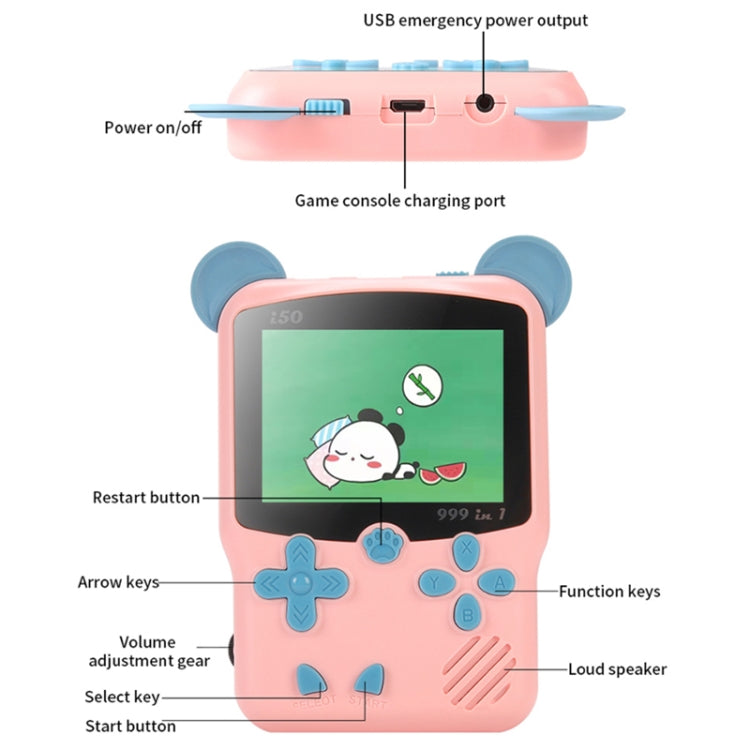 I50 999 in 1 Children Cat Ears Handheld Game Console, Style: Doubles (Yellow) - Pocket Console by buy2fix | Online Shopping UK | buy2fix