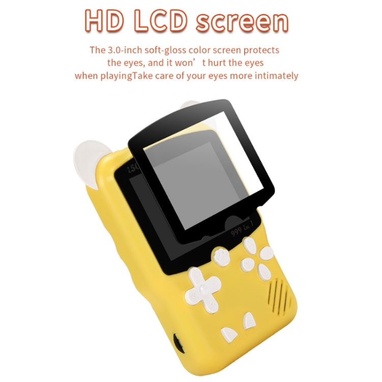 I50 999 in 1 Children Cat Ears Handheld Game Console, Style: Doubles (Yellow) - Pocket Console by buy2fix | Online Shopping UK | buy2fix