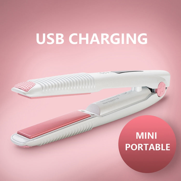 2 In 1 Electric Splint Hair Curling Wireless Hair Straightener(Pearl White) - Hair Curler by buy2fix | Online Shopping UK | buy2fix
