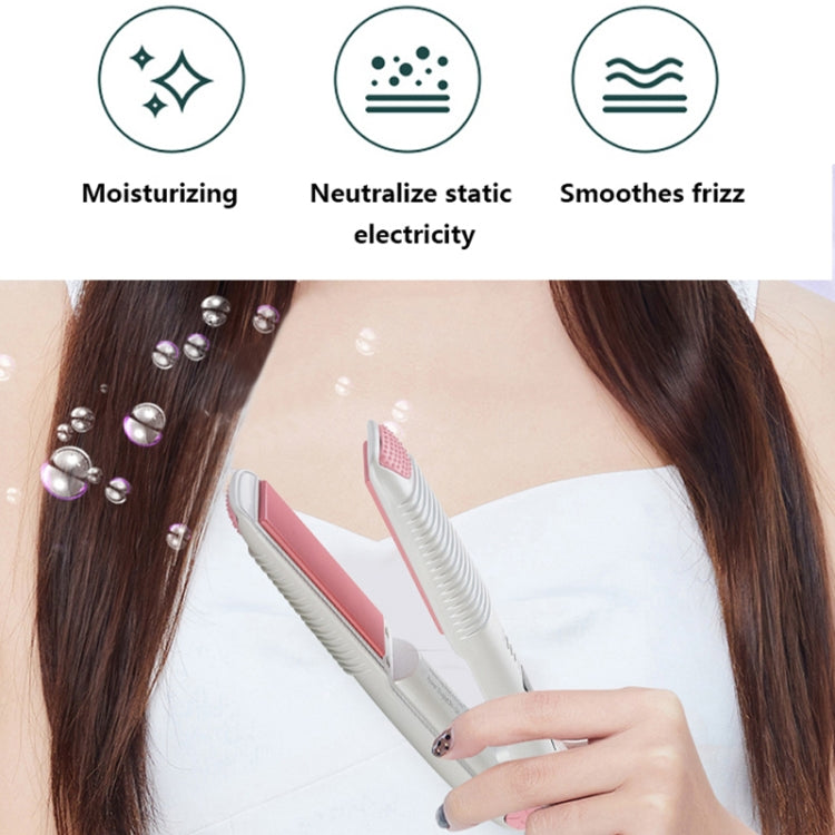 2 In 1 Electric Splint Hair Curling Wireless Hair Straightener(Pearl White) - Hair Curler by buy2fix | Online Shopping UK | buy2fix