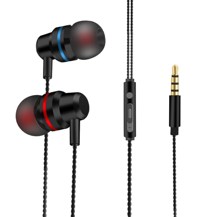 2 PCS TS8 3.5mm In-Ear Metal Wired Control Phone Earphone(Black) - In Ear Wired Earphone by buy2fix | Online Shopping UK | buy2fix