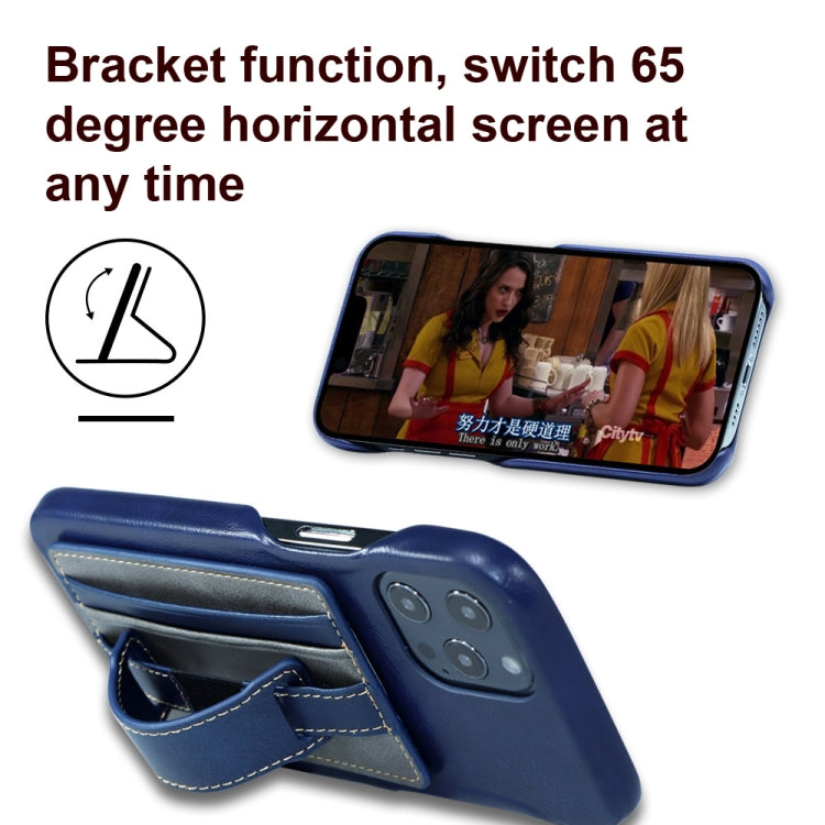 2 PCS Leather Phone Card Sleeve Back Sticker Wrist Pull Strap Holder(Blue) - Hand-Sticking Bracket by buy2fix | Online Shopping UK | buy2fix