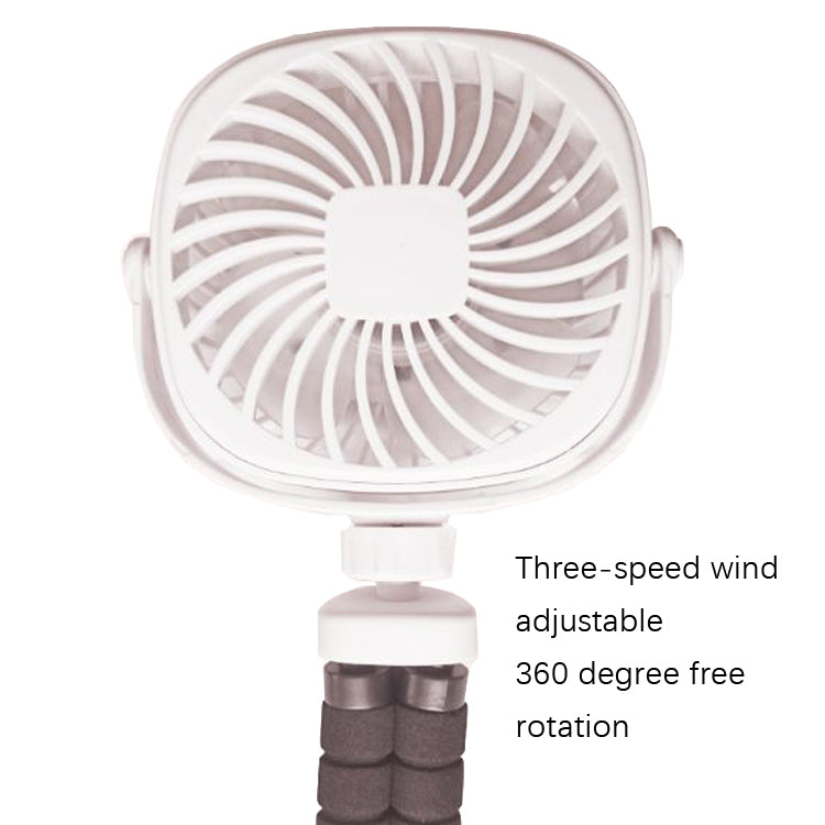 Octopus Stroller Deformation Fan Desktop Portable Handheld USB Small Fan, Colour: 2200mAh White - Electric Fans by buy2fix | Online Shopping UK | buy2fix