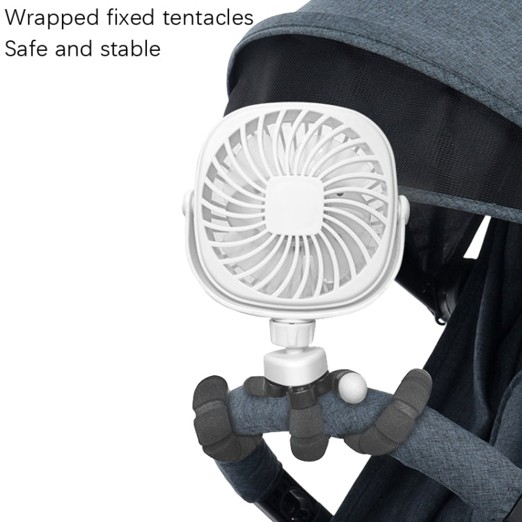 Octopus Stroller Deformation Fan Desktop Portable Handheld USB Small Fan, Colour: 2200mAh White - Electric Fans by buy2fix | Online Shopping UK | buy2fix