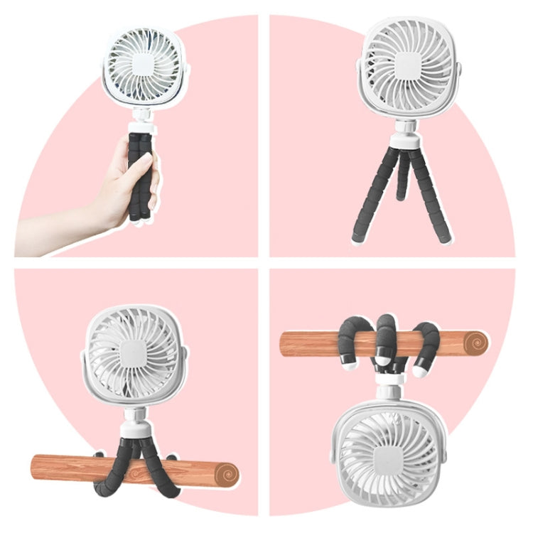 Octopus Stroller Deformation Fan Desktop Portable Handheld USB Small Fan, Colour: 2200mAh White - Electric Fans by buy2fix | Online Shopping UK | buy2fix