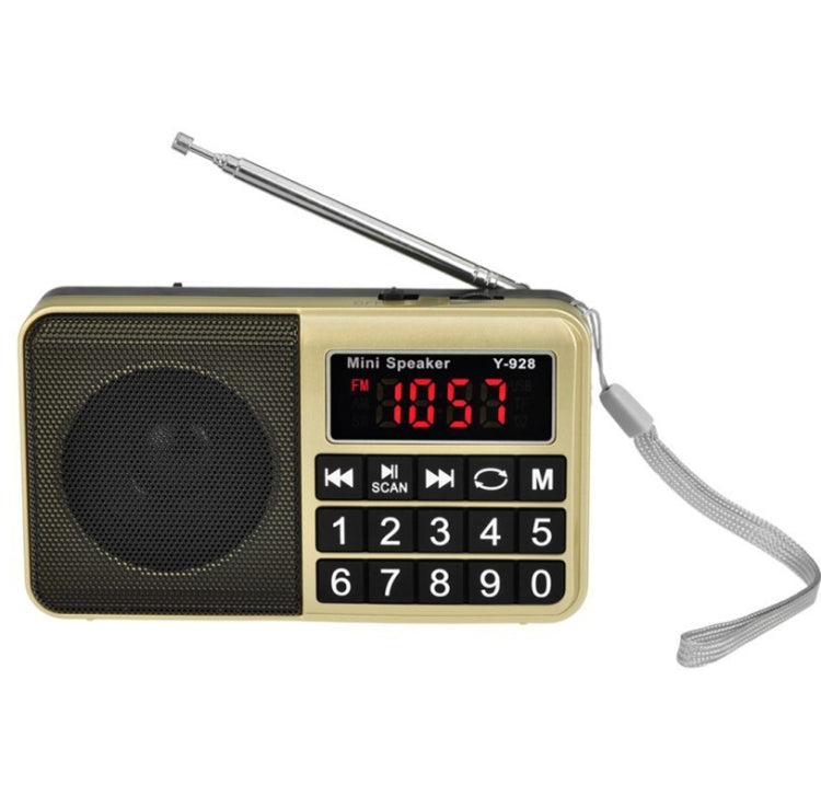 Y-928 FM Radio LED Display MP3 Support  TF Card U Disk(Gold) - Consumer Electronics by buy2fix | Online Shopping UK | buy2fix