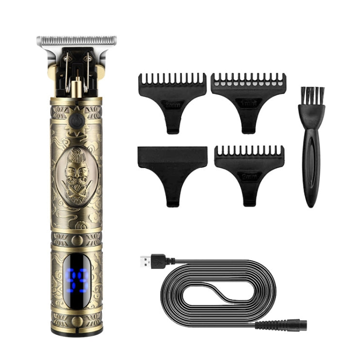 USB Vintage Engraving LCD Electric Hair Clipper For Bald Short Hair, Specification: Gray - Hair Trimmer by buy2fix | Online Shopping UK | buy2fix