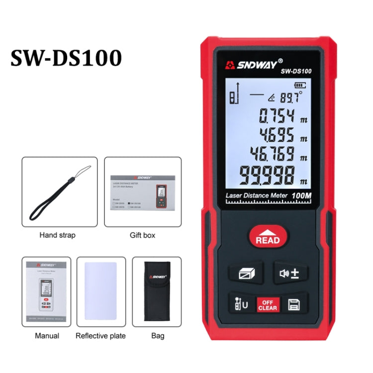 SNDWAY SW-DS100 Handheld Laser Rangefinder Infrared Laser Ruler, Distance: 100m - Consumer Electronics by SNDWAY | Online Shopping UK | buy2fix