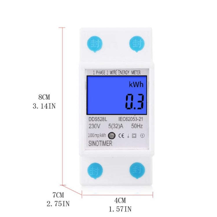 DDS528L Backlight Display Home Single-phase Rail Energy Meter 5-32A(110V 60Hz) - Consumer Electronics by SINOTIMER | Online Shopping UK | buy2fix