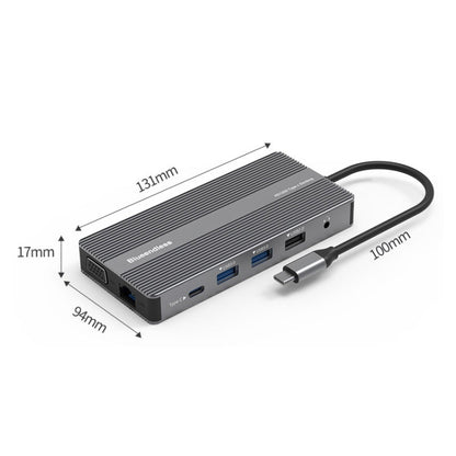 Blueendless Type-C+USB 3.0/2.0+VGA+3.5mm Audio Interface HUB(12 in 1) - USB HUB by Blueendless | Online Shopping UK | buy2fix