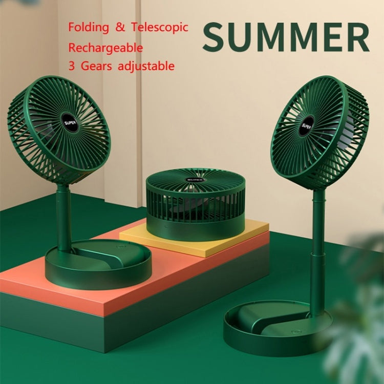 Portable Folding Fan  Retractable Floor Standing Fan,Style: Rechargeable (Green) - Consumer Electronics by buy2fix | Online Shopping UK | buy2fix