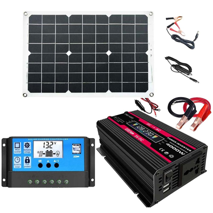 Solar Power System Inverters+30A Controller+18W 18V Solar Panel, Specification: Black 12V To 110V - Charger by buy2fix | Online Shopping UK | buy2fix