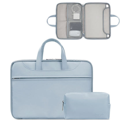 Baona BN-Q006 PU Leather Full Opening Laptop Handbag For 11/12 inches(Sky Blue+Power Bag) - 12.1 inch by Baona | Online Shopping UK | buy2fix