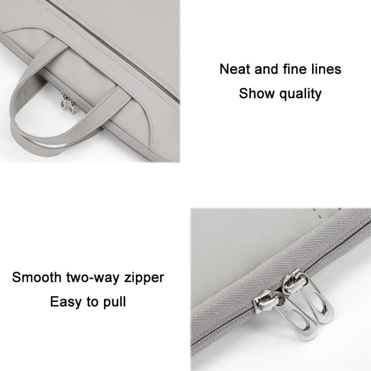 Baona BN-Q006 PU Leather Full Opening Laptop Handbag For 15/15.6/16 inches(Gray+Mint Green) - 15.6 - 17 inch by Baona | Online Shopping UK | buy2fix
