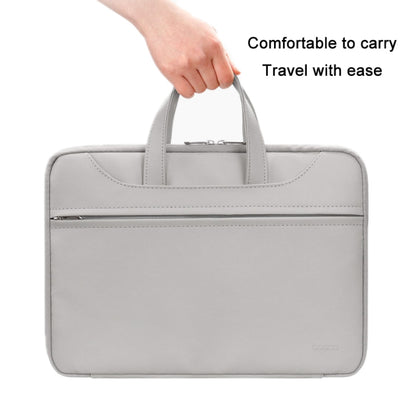Baona BN-Q006 PU Leather Full Opening Laptop Handbag For 14 inches(Gray+Power Bag) - 15 inch by Baona | Online Shopping UK | buy2fix