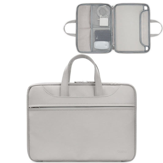 Baona BN-Q006 PU Leather Full Opening Laptop Handbag For 15/15.6/16 inches(Grey) - 15.6 - 17 inch by Baona | Online Shopping UK | buy2fix