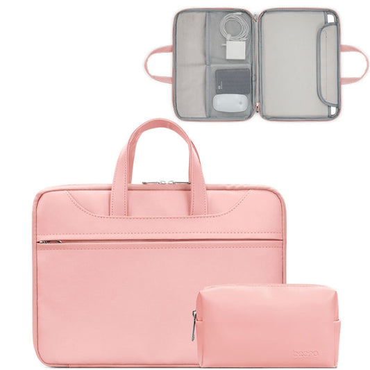 Baona BN-Q006 PU Leather Full Opening Laptop Handbag For 15/15.6/16 inches(Pink+Power Bag) - 15.6 - 17 inch by Baona | Online Shopping UK | buy2fix