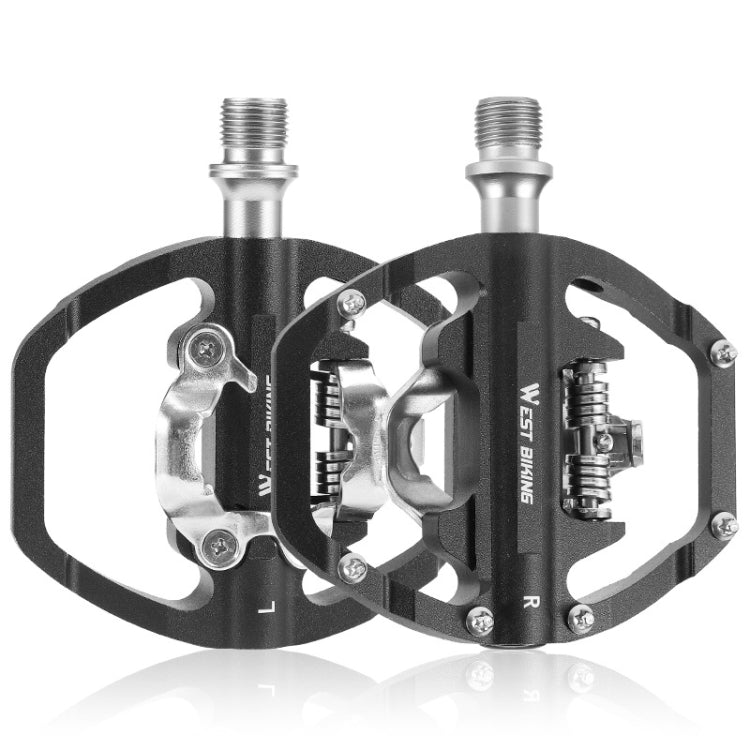 WEST BIKING Mountain Bike Dual-purpose Self-locking Aluminum Alloy Pedals(Black) - Outdoor & Sports by WEST BIKING | Online Shopping UK | buy2fix