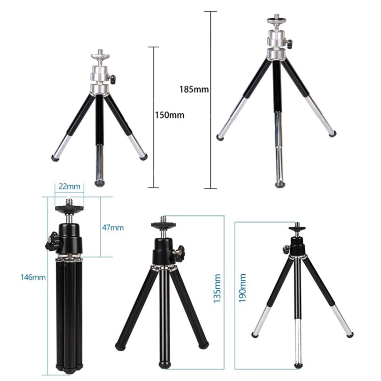 2PCS Projector Phone Stand Desktop Portable Telescopic Mini Metal Tripod, Style: 3 Sections (Black) - Camera Accessories by buy2fix | Online Shopping UK | buy2fix