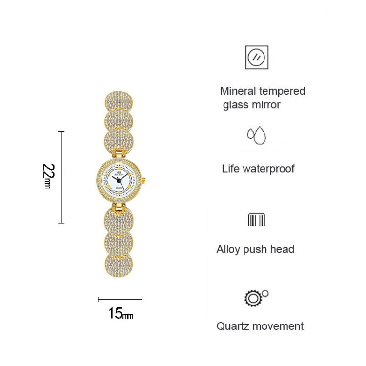 BS Bee Sister  FA1606 Diamond Inlaid Ladies Watch Jewelry Chain Watch(Gold) - Alloy Watches by BS Bee Sister | Online Shopping UK | buy2fix