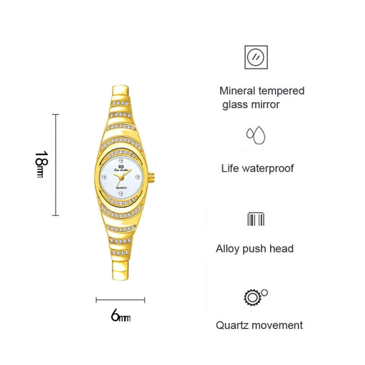 BS Bee Sister  FA1540  Ladies Oval Small Chain Watch with Diamonds(Gold) - Alloy Watches by BS Bee Sister | Online Shopping UK | buy2fix