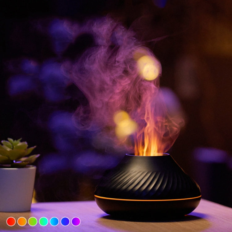 DQ705 Volcanic Flame Aroma Diffuser Essential Oil Lamp Air Humidifier with Color Night Light(Beige) - Home & Garden by buy2fix | Online Shopping UK | buy2fix