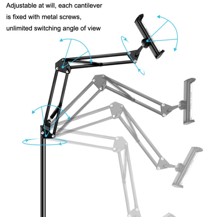 155cm Live Broadcast Bedside Cantilever Floor Bracket Phone Tablet Clip (White) - Lazy Bracket by buy2fix | Online Shopping UK | buy2fix