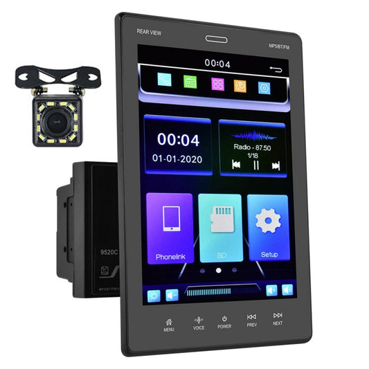 9520C Double Spindle 9.5 inch Vertical Screen Car MP5 Player, Style: Standard+12 Light Camera - In Car by buy2fix | Online Shopping UK | buy2fix
