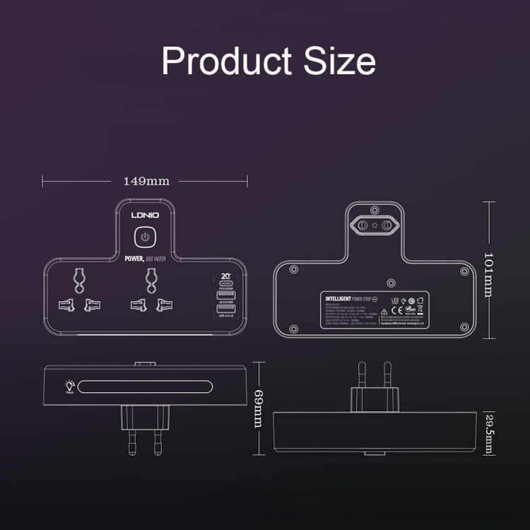 LDNIO SC2311 20W PD+QC 3.0 Multifunctional Home Fast Charging Socket with Night Light, Spec: EU Plug - Extension Socket by LDNIO | Online Shopping UK | buy2fix