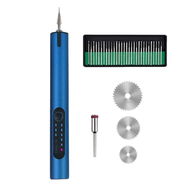 A288 Electric Grinding Machine Small Handheld Carving Pen, Style: Blue+Saw Blade+Grinding Head - Abrasive Tools & Accessories by buy2fix | Online Shopping UK | buy2fix