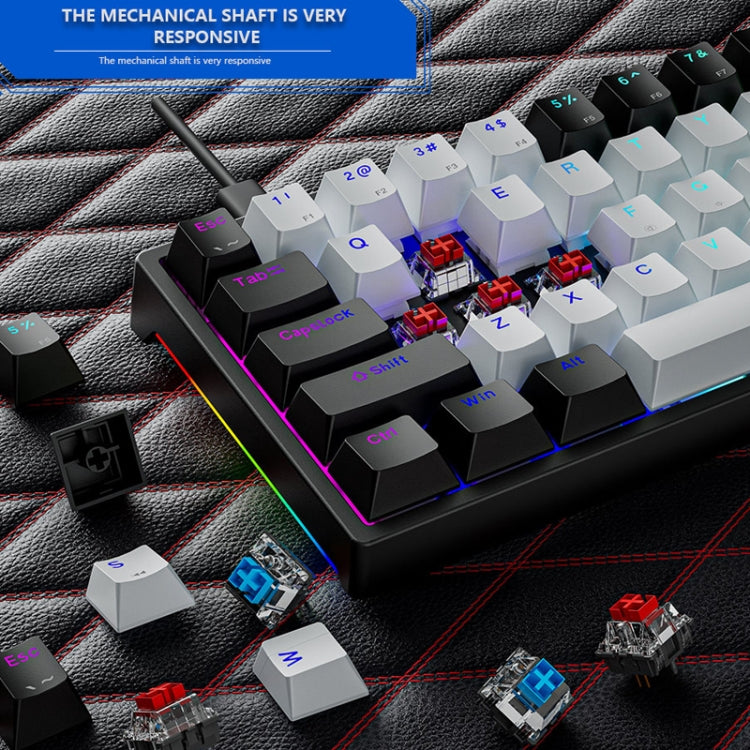 Dark Alien K710 71 Keys Glowing Game Wired Keyboard, Cable Length: 1.8m, Color: Black White Green shaft - Wired Keyboard by Dark Alien | Online Shopping UK | buy2fix