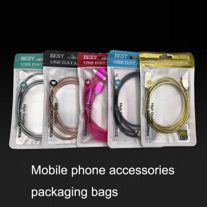 100PCS XC-0014 USB Data Cable Packaging Bags Pearl Light Ziplock Bag, Size: 9x16cm (Red) - Zip Lock Bags by buy2fix | Online Shopping UK | buy2fix