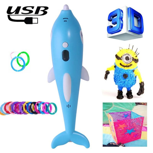 Children 3D Printing Pen Low Temperature Intelligent Screen Display Voice Drawing Pen, Style:, Color: 23 Colors (Blue) - Consumer Electronics by buy2fix | Online Shopping UK | buy2fix