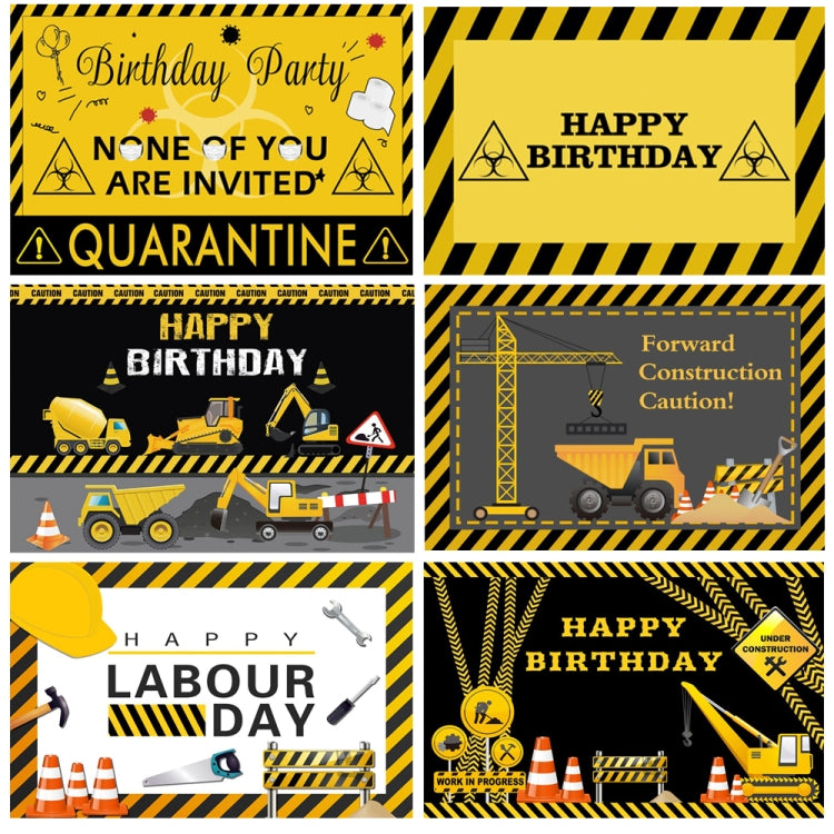 1.5m x 1m  Construction Vehicle Series Happy Birthday Photography Background Cloth(Mdv00452) - Camera Accessories by buy2fix | Online Shopping UK | buy2fix