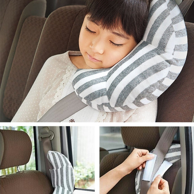 2pcs Children Neck Headrest Comfortable Shoulder Cover Car Neck Guard Pillow(Gray Stripe) - In Car by buy2fix | Online Shopping UK | buy2fix